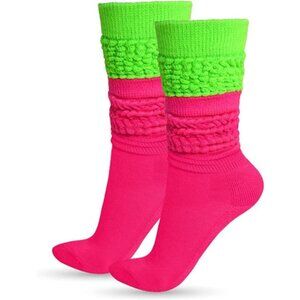 Ronglry Neon Slouch Socks 80s 90s Neon Socks Women's Leg Warmers Extra Long